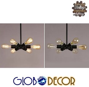 GloboStar® CONFOR 01036 Μοντέρνο Industrial Φωτιστικό Οροφης Πολύφωτο Μαύρο Μεταλλικό Φ24 x Y8cm