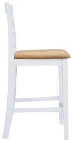 Καρέκλες Μπαρ 2 τεμ. Λευκές Υφασμάτινες - Λευκό