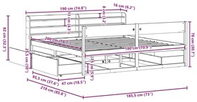 Σκελετός Κρεβατιού Χωρίς Στρώμα 180x200 εκ Μασίφ Ξύλο Πεύκου - Καφέ