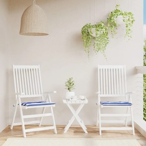 Μαξιλάρια Καρέκλας 2 τεμ. Μπλε/Λευκό Ριγέ 50x50x3 εκ Υφασμάτινα - Πολύχρωμο