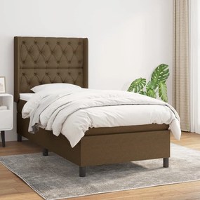 Κρεβάτι Boxspring με Στρώμα Σκούρο Καφέ 80x200 εκ. Υφασμάτινο - Καφέ