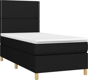 vidaXL Κρεβάτι Boxspring με Στρώμα Μαύρο 100 x 200 εκ. Υφασμάτινο