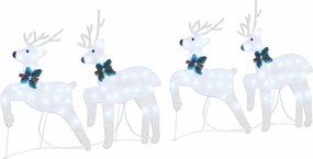 vidaXL LED Ελάφια 4 pcs Ασημί ύφασμα