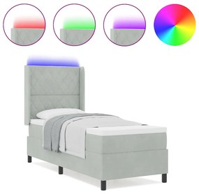 vidaXL Κρεβάτι Box Spring LED με Στρώμα Ανοιχτό γκρι 80 x 200 cm