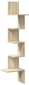 Γωνιακή Ραφιέρα Τοίχου Ξύλο Δρυός 32x32x127,5 εκ. Μοριοσανίδα - Καφέ