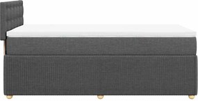 vidaXL Κρεβάτι Boxspring με Στρώμα Σκούρο Γκρι 90x190 εκ. Υφασμάτινο