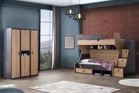 Stewehome Κρεβάτι κουκέτα με ντουλάπα τριών θυρών