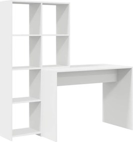 vidaXL Γραφείο με ράφι Λευκό 138,5 x 55 x 143 εκ Επεξεργασμένο ξύλο