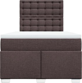 vidaXL Κρεβάτι Boxspring με Στρώμα Σκούρο Καφέ 120x190 εκ Υφασμάτινο