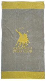 Πετσέτα Θαλάσσης 3889 Grey-Yellow Greenwich Polo Club Beach 90x170cm 100% Βαμβάκι