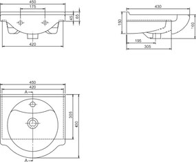 Mabo Economy 45 MDF Base - Βάση Επίπλου Με Νιπτήρα (45x50) - MDF Laminate 307