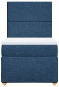 vidaXL Κρεβάτι Boxspring με Στρώμα Μπλε 100 x 200 εκ. Υφασμάτινο