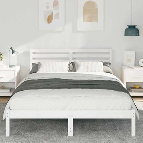 vidaXL Σκελετός Κρεβατιού Λευκό 140 x 210 cm Μασίφ ξύλο πεύκου