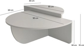 Τραπεζάκι Σαλονιού Λευκό MEVAL 90x60x30
