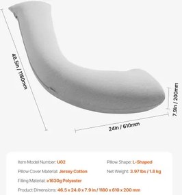 VEVOR Pregnancy Pillows L-Shaped Pregnant Maternity Pillow Soft &amp; Breathable