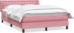 vidaXL Κρεβάτι Boxspring με Στρώμα Ροζ 140x210 εκ. Βελούδινο