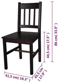 Καρέκλες Τραπεζαρίας 2 τεμ. Σκούρο Καφέ από Ξύλο Πεύκου - Καφέ