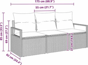 vidaXL Σετ Καναπέ 3 pcs Γκρι συνθετικό ρατάν