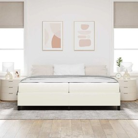 vidaXL Σκελετός Κρεβατιού με στρώμα Κρεμ 200 x 200 cm ύφασμα