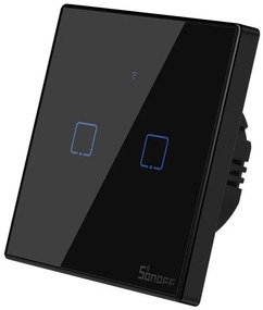SONOFF smart διακόπτης ΤΧ-T3EU2C, αφής, Wi-Fi, διπλός, μαύρος