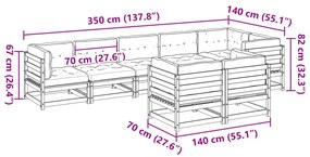 Καναπές Κήπου Σετ 8 Τεμαχίων από Μασίφ Ξύλο Πεύκου με Μαξιλάρια - Καφέ