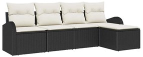 vidaXL Σετ Καναπέ Κήπου με μαξιλάρι 5 pcs Μαύρος, λευκός Πολυ ράταν
