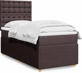 vidaXL Κρεβάτι Boxspring με Στρώμα Σκούρο Καφέ 90x190 εκ. Υφασμάτινο