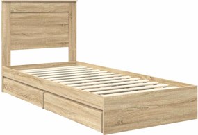 vidaXL Κρεβάτι Αποθήκης Δρύς Sonoma 75 x 190 cm Επεξεργασμένο ξύλο