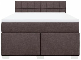 Κρεβάτι Boxspring με Στρώμα Σκούρο Καφέ 160x200 εκ Υφασμάτινο - Καφέ