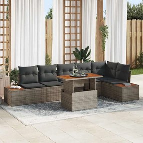 vidaXL Σετ Καναπέ Κήπου με αποθήκευση 7 pcs Γκρι Πολυ ράταν