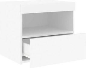 vidaXL Κομοδίνο με Φώτα LED Λευκό 50 x 40 x 45 εκ.