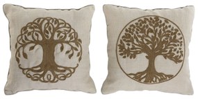 Μαξιλάρι Home ESPRIT Λευκό Φυσικό Δέντρο Ρομαντικό 45 x 15 x 45 cm (x2)