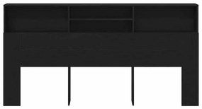 vidaXL Κρεβάτι με Κεφαλάρι με ράφι Μαύρη δρυς 200 x 19 x 103.5 cm