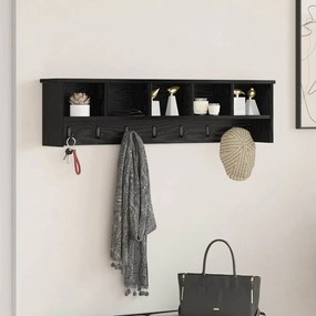 vidaXL Τοίχου Κρεμάστρα Μαύρη δρυς 100 x 16 x 26 εκ Επεξεργασμένο ξύλο