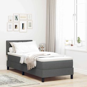vidaXL Κρεβάτι box spring με στρώμα Σκούρο γκρι 80 x 200 cm ύφασμα