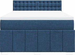 vidaXL Κρεβάτι Boxspring με Στρώμα Μπλε 140x190 εκ. Υφασμάτινο