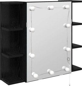 vidaXL Ντουλάπα Καθρέφτη Μαύρη Οξυά 70 x 16,5 x 60 εκ.