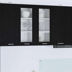 vidaXL Κρεμαστό ντουλάπι με αποθήκευση Μαύρη Οξυά 80 x 31 x 80 εκ.