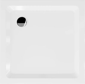 Mexen Flat τετράγωνο ντους slim 90 x 90 cm, λευκό, σιφόνι χρώμιο - 40109090