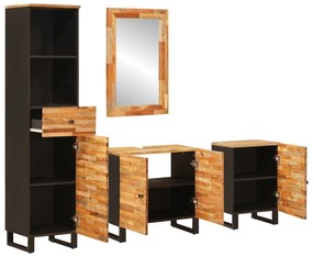 vidaXL Σετ Μπάνιου με συρτάρι με ράφι Φυσικό Στερεό ξύλο μάνγκο