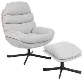 Πολυθρόνα Relax με Υποπόδιο, Πολυθρόνα Lounge με Ύφασμα Τσενίλ, Μοντέρνα Πολυθρόνα Τηλεόρασης, 78 x 93 x 100 cm, Κρεμ Λευκό