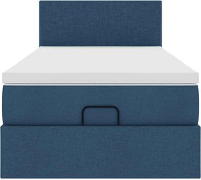 vidaXL Οθωμανικό κρεβάτι με στρώμα μπλε 90x190cm ύφασμα