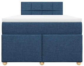 vidaXL Κρεβάτι Boxspring με Στρώμα Μπλε 120x190 εκ. Υφασμάτινο