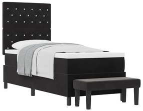 vidaXL Κρεβάτι με ελατήρια με στρώμα Μαύρο 80 x 200 cm Βελούδο