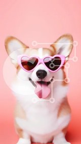 Σετ των 2 Intra Συλλεκτικό Ξύλινο Παζλ Plywood  4mm - Happy Corgi με γυαλιά ηλίου σε σχήμα καρδιάς Σε Ξύλινο Κουτί - Διαστάσεις: 10x10 cm – 25 κομμάτια