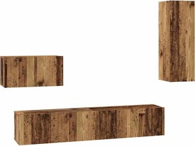 vidaXL Τηλεοπτική Κάβα Τοίχου 4 pcs Παλιό Ξύλο Επεξεργασμένο ξύλο