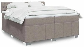 vidaXL Κρεβάτι Boxspring με Στρώμα Taupe 200x200 εκ. Υφασμάτινο