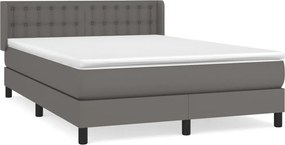 vidaXL Κρεβάτι Boxspring με Στρώμα Γκρι 140x200εκ. από Συνθετικό Δέρμα