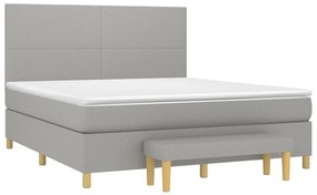 vidaXL Κρεβάτι Boxspring με Στρώμα Ανοιχτό Γκρι 180x200 εκ. Υφασμάτινο