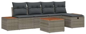 vidaXL Σετ Καναπέ Κήπου με μαξιλάρι 6 pcs Γκρι Πολυ ράταν